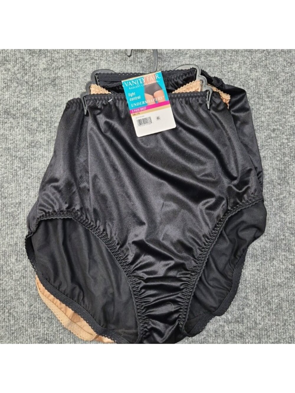 NEW 4XL Vanity Fair Radiant Collection 3 Pair Briefs‎ Undershapers Black & Beige